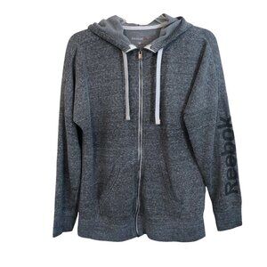 Reebok Ladies Med Full Zip  Hoodie in Heathered Grey with Logo down the arm